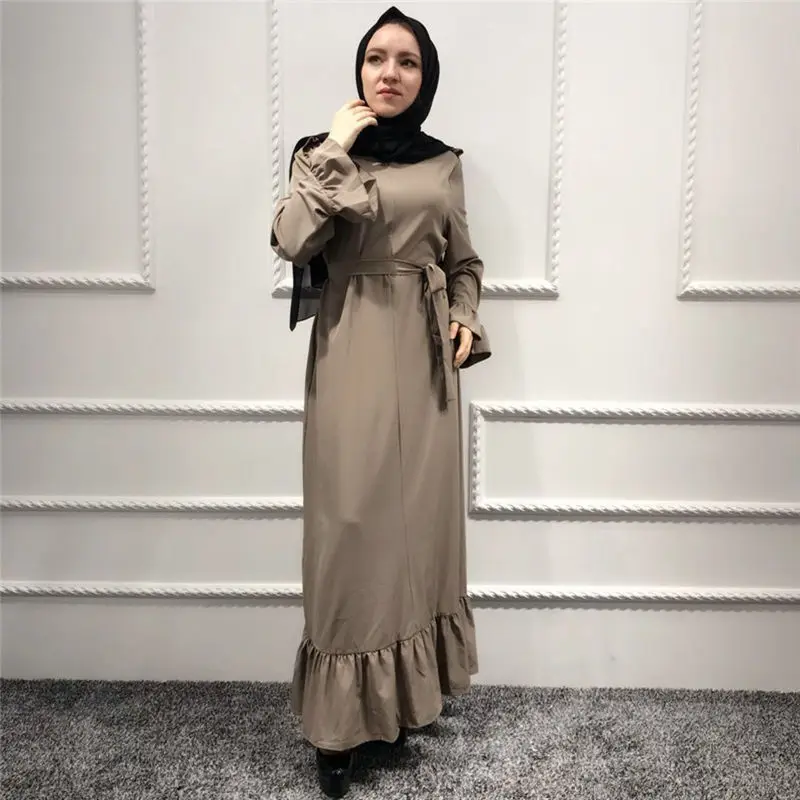 Модное голубое однотонное мусульманское платье для женщин Абая Средний Восток