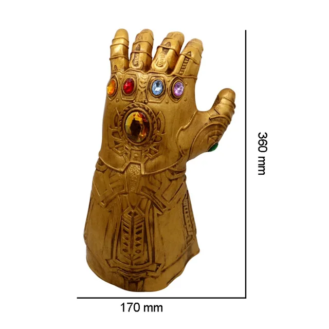 Светодиодный светильник Thanos Infinity Gauntlet Мстители Бесконечность войны косплей светодиодный перчатки ПВХ/латекс фигурка модель игрушки Хэллоуин реквизит - Цвет: Latex No Led