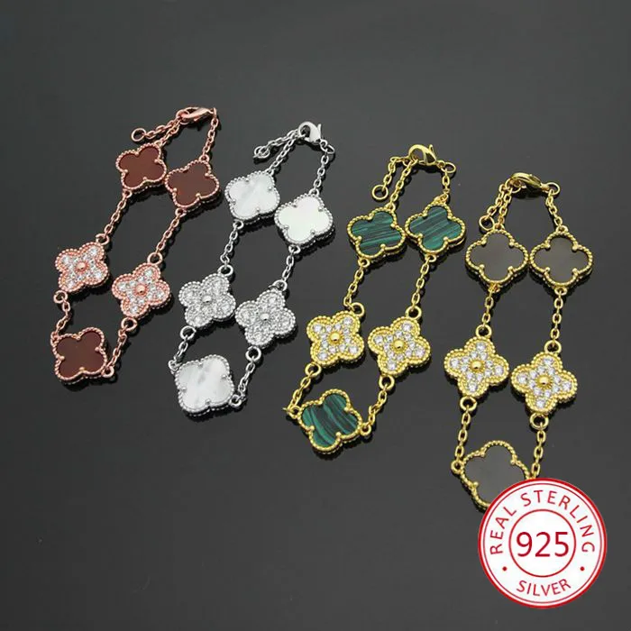 

S925 sterling silver four-leaf clover bracelet female models European and American fashion hand jewelry Christmas gifts