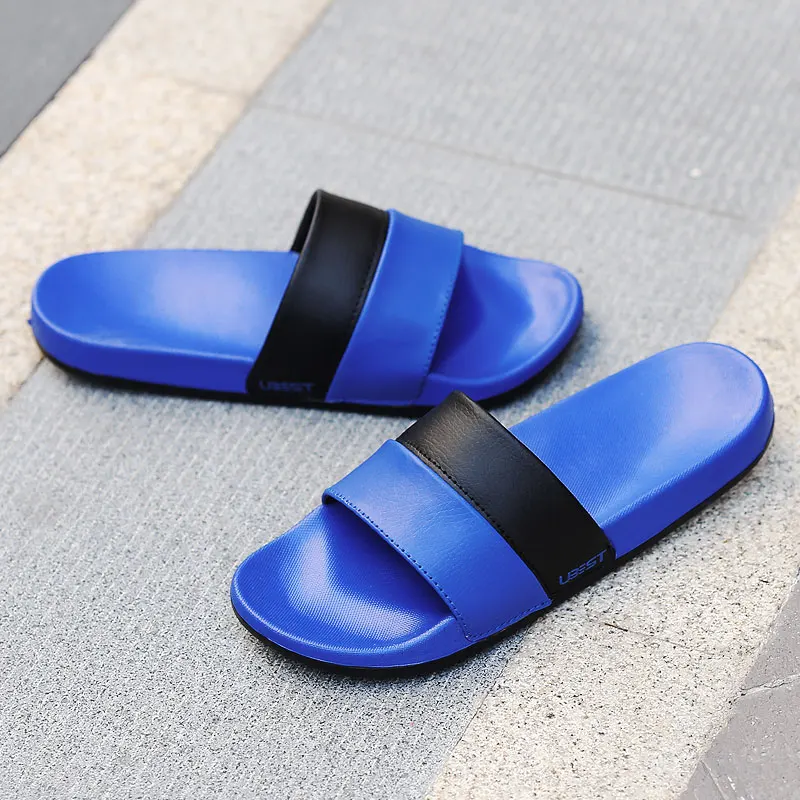 Mens Summer Casual Leisure Slip-on Fashion Shoes Lightweight Eva Flat Anti-slip Hard-wear Slippers Beach Swimming Indoor Slides