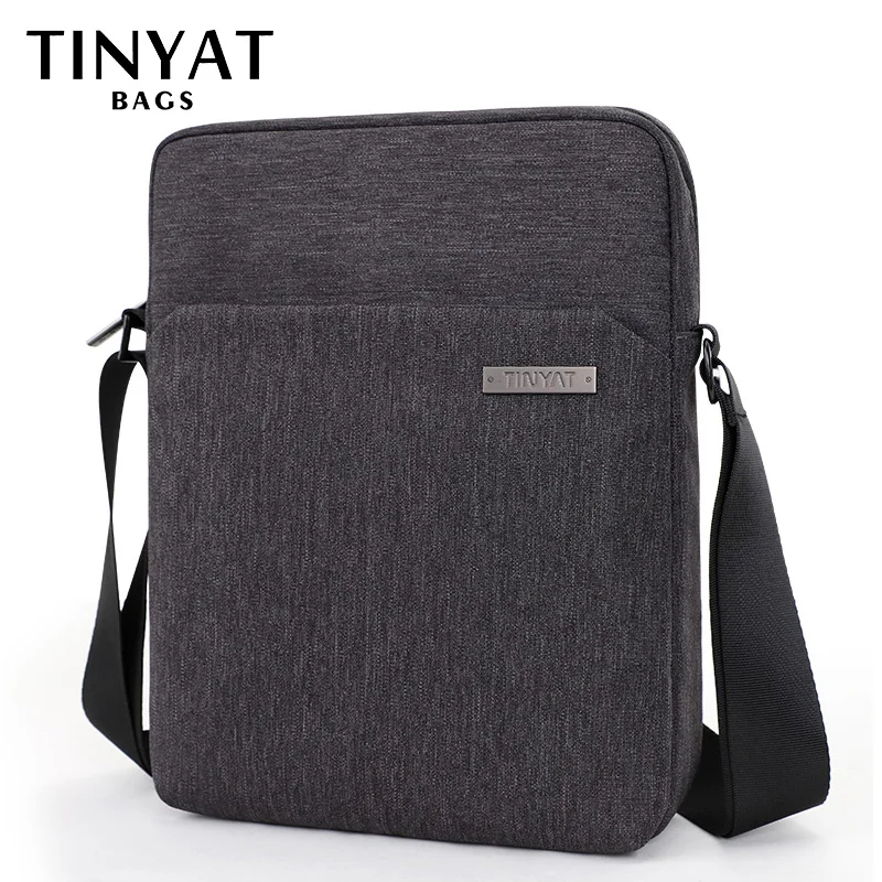 TINYAT رجل Crossbody حقيبة سستة خفية السفر عارضة حقيبة كتف للرجال صالح ل 9.7 بوصة باد البوليستر العلامة التجارية حقيبة ساعي