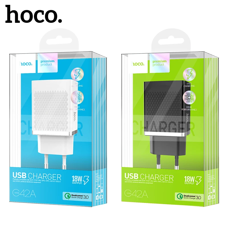 HOCO QC3.0 Быстрая зарядка Универсальное USB настенное зарядное устройство с европейской вилкой портативное для iPhone X 8 samsung S9 Xiaomi huawei зарядный адаптер