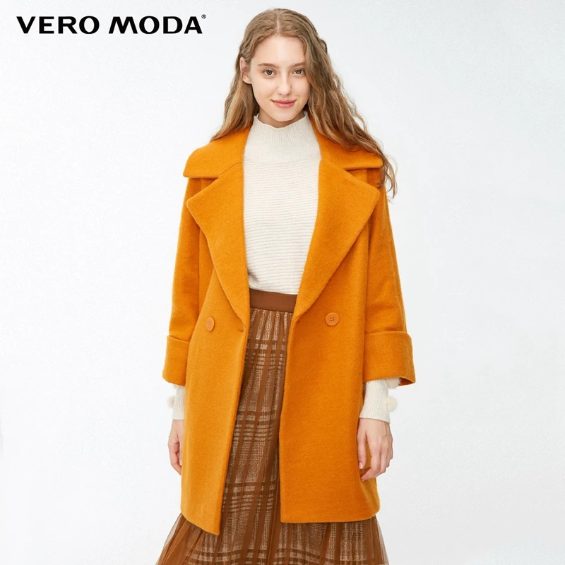Beste Vero Moda Nieuwe Revers Drop Schouder Pure Lange Wollen Jas Vrouwelijke | 318327521