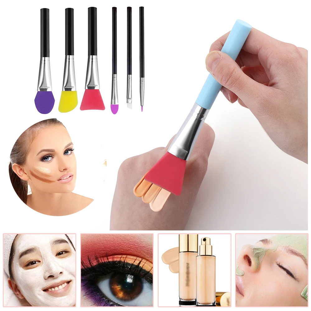 

1/6Pcs/set Foundation Facial Mask Silicone Makeup Brush Kit Professional Cream Concealer Eyeshadow Brush Cosmetic Make Up Tool