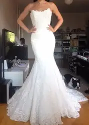 Винтаж Robe De Mariage Мода с плеча 2019 дизайнер Русалка Свадебные платья кружево для любимых с открытой спиной