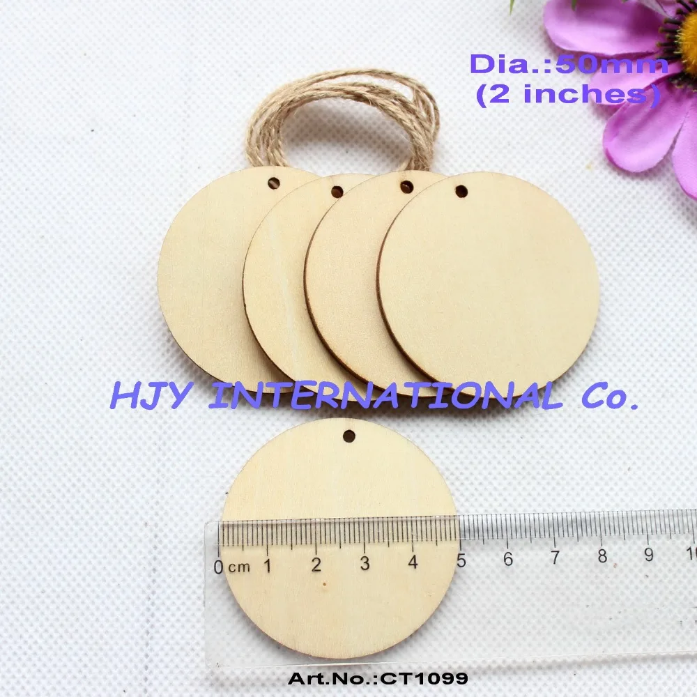 

(20pcs/lot) 50mm Unfinished Blank Wooden Circle Wood Disc Tags Decor Tags Laser Cut Craft Supplies 2"- CT1099