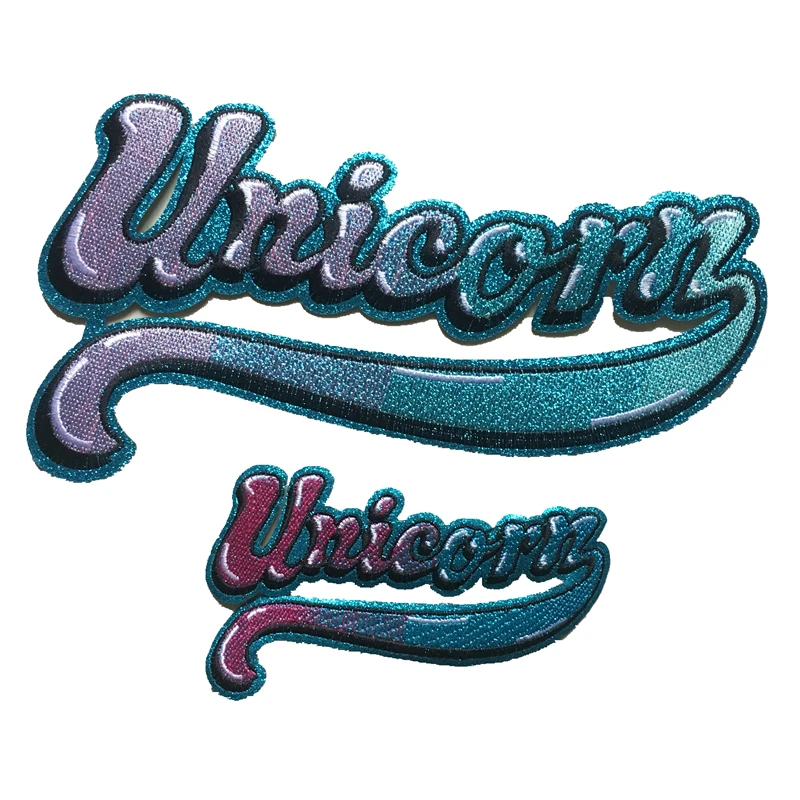 

2 Pieces/set Letters of Unicorn Embroidered Patches Iron on Fabric Repair Sewing Badges Clothes Appliques DIY Wedding Stickers