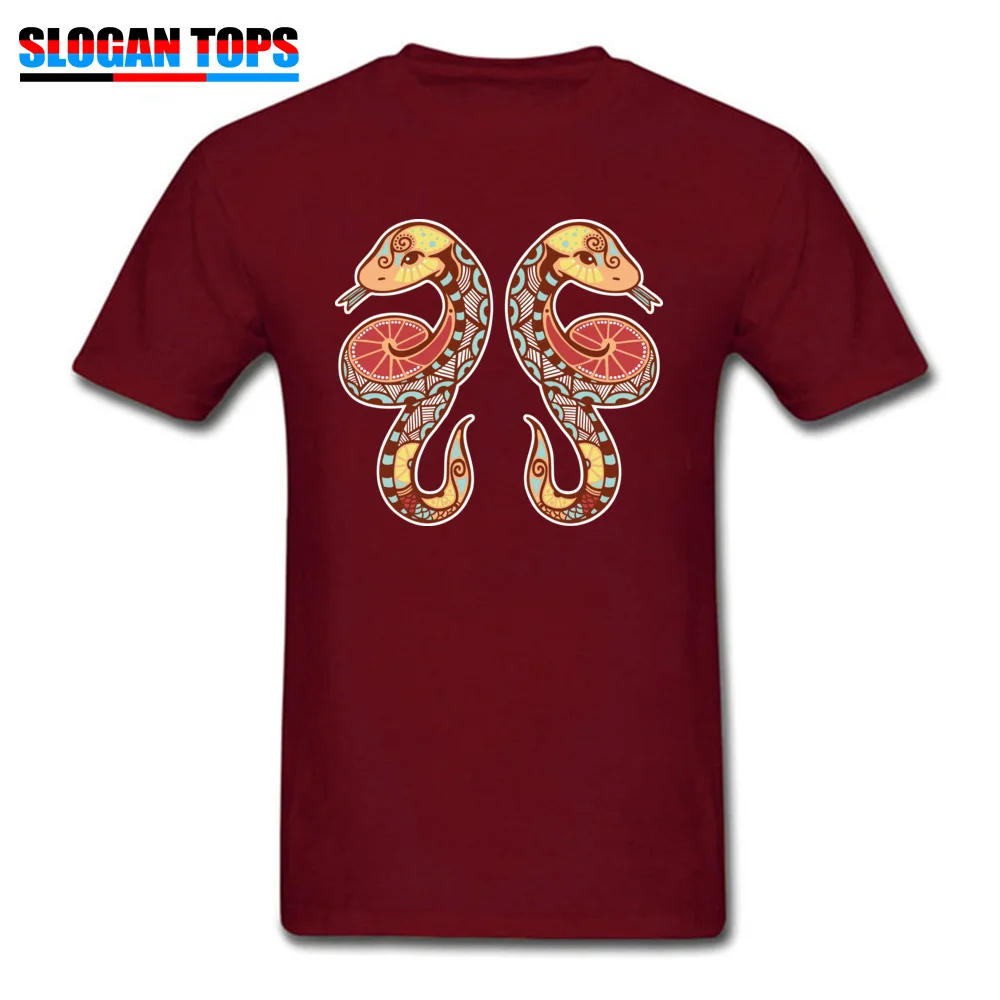 zodiac snake18912Y T Shirts for Men Birthday Lovers Day Tops Shirt Short Sleeve Dominant Casual Tops Tees Crew Neck 100% Cotton zodiac snake18912Y maroon