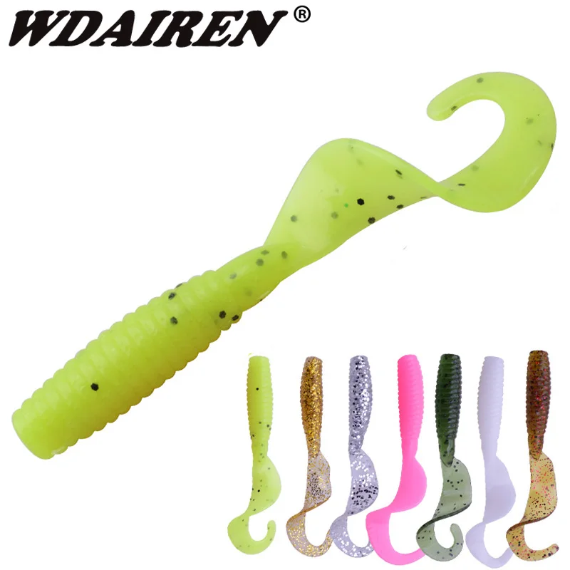 

20Pcs/lot 60mm 1.8g Fishing Lure Wobblers Jigging Soft bait Worm salt Shrimp Silicone bait isca artificial Grub Fishing Tackle