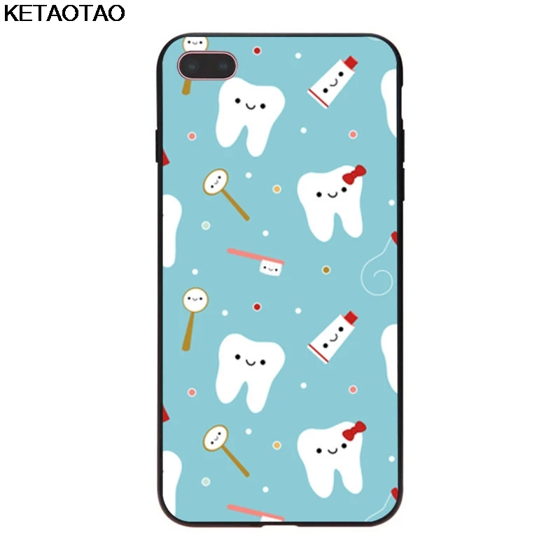 KETAOTAO милый зуб в продаже для iPhone 4S 5C 5S 6S 7 8 Plus X XR XS MAX для samsung черный мягкий чехол для телефона резиновый силиконовый - Цвет: Черный