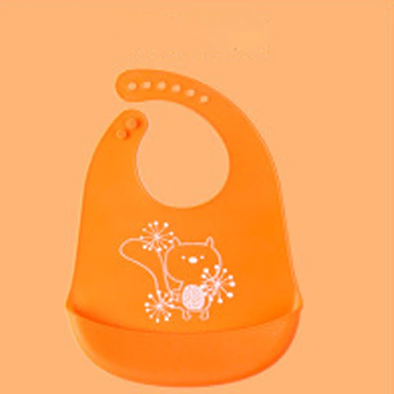 1pc Newborn Baby Kid Bib Waterproof Wipe Clean Cartoon Cute Feeding Dribble Boy Girl Plastic Mealtime Burp Cloths Accessories - Цвет: Оранжевый