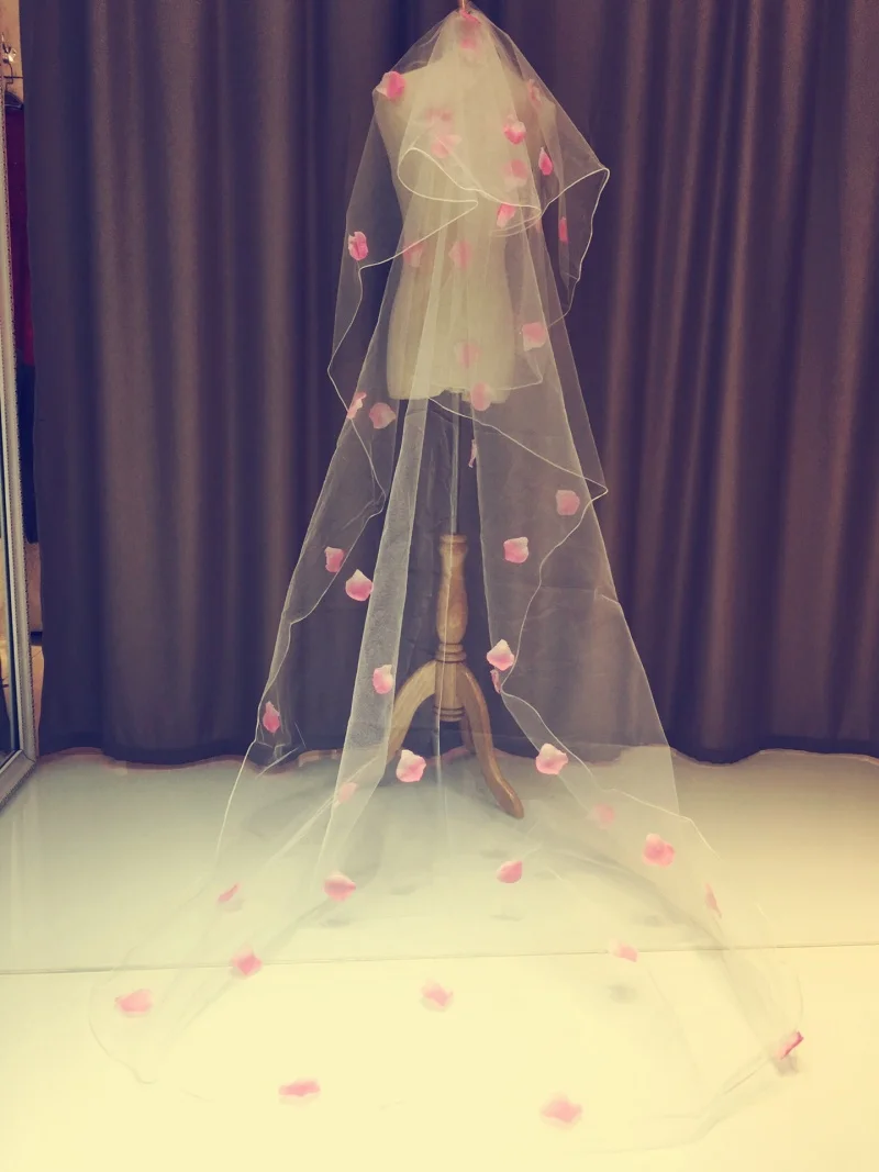 

Free Shipping 2017 Tulle Petal Ivory Wedding Veil 3 Meter Long Bridal Veil Wedding Accessories voile mariage Cheap Wedding Veils