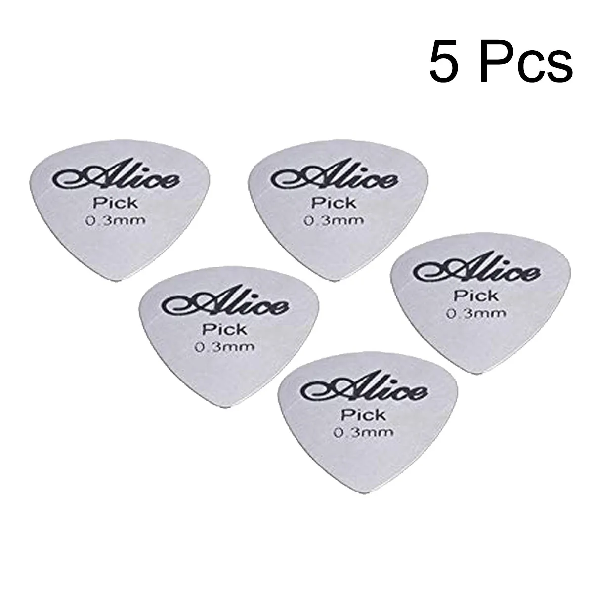 BMDT 5Pcs Metal Guitar Pick 0.3mm Thin Durable Silver Color