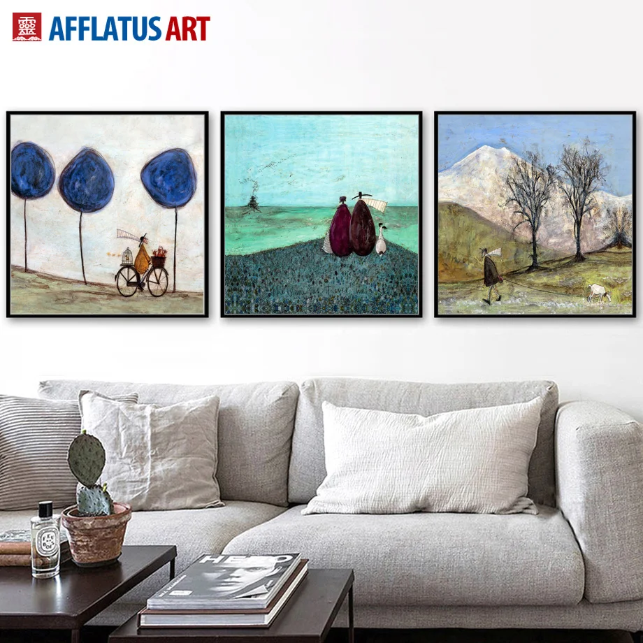 

AFFLATUS Mountain Landscape Nordic Poster Canvas Painting Wall Art Posters And Prints Wall Pictures For Living Room Home Decor