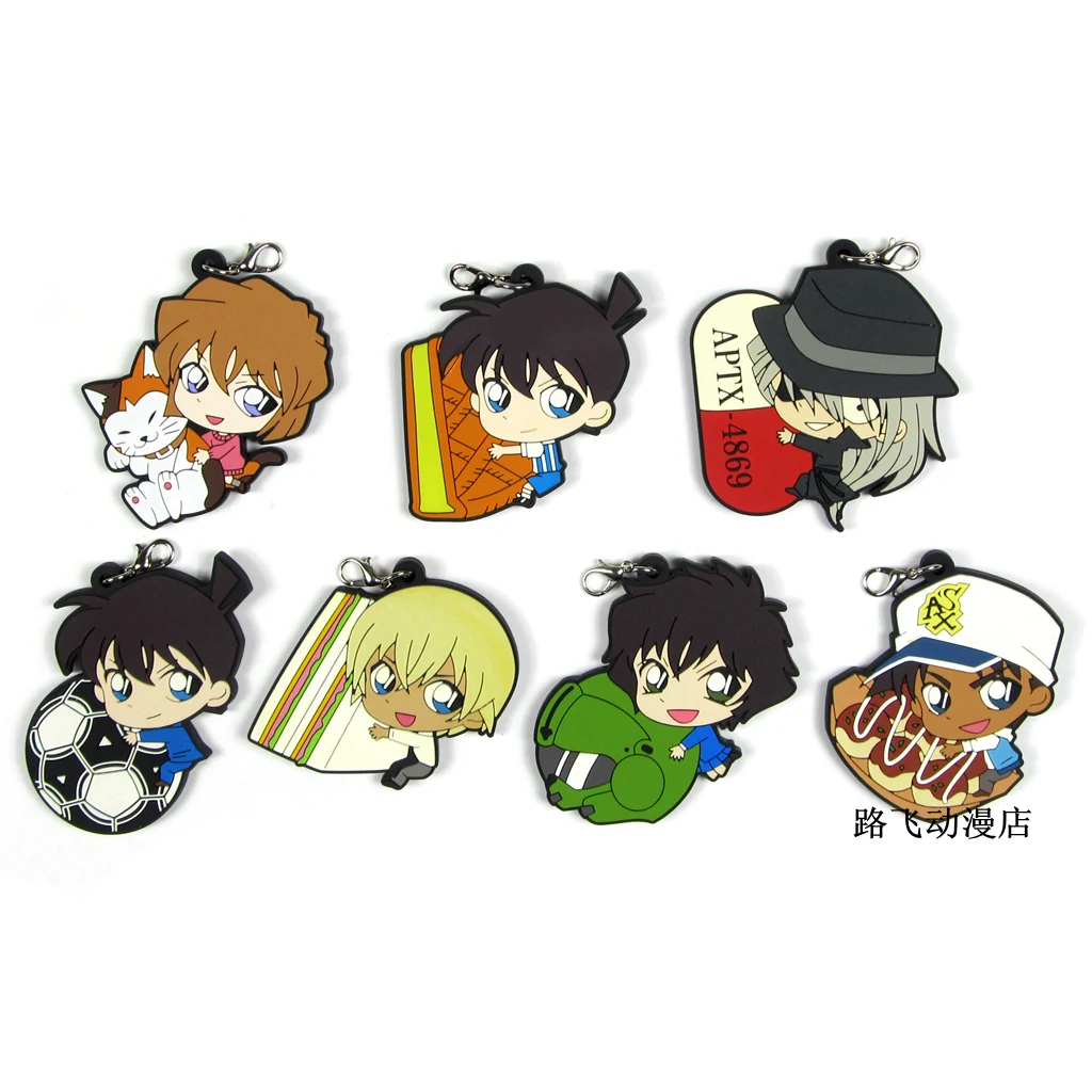 

5styles Detective Conan Edogawa Kona Haibara Ai Hattori Heiji Furuya Rei Action Figure Anime Model Rubber Keychain Pendant 6cm