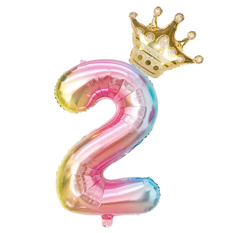 2pcs/lot 32inch Number Foil Balloons Digit air Ballon Kids Birthday Party Festival Party anniversary Crown Decor Supplies