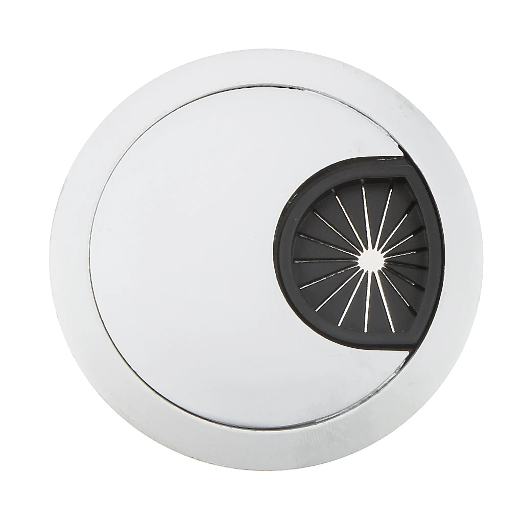 53mm PC Desk Grommet Table Cable Wire Outlet Cord Hole Cover Cap Pearl Silver