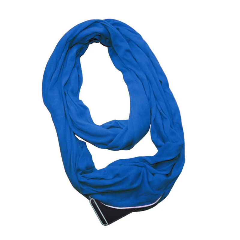 SAFEBET бесконечный шарф креативные скрытые карманные шарфы для хранения паспорта телефона шарф для влюбленных кредитный держатель для карт органайзер для путешествий - Цвет: Синий