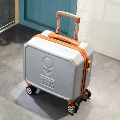 Мини Универсальная дорожная сумка для багажа на колесиках для женщин, 18 дюймов, чемодан на колесиках, маленькая коробка с паролем, модный стиль, винтажный чемодан на колесиках - Цвет: Silver(single)