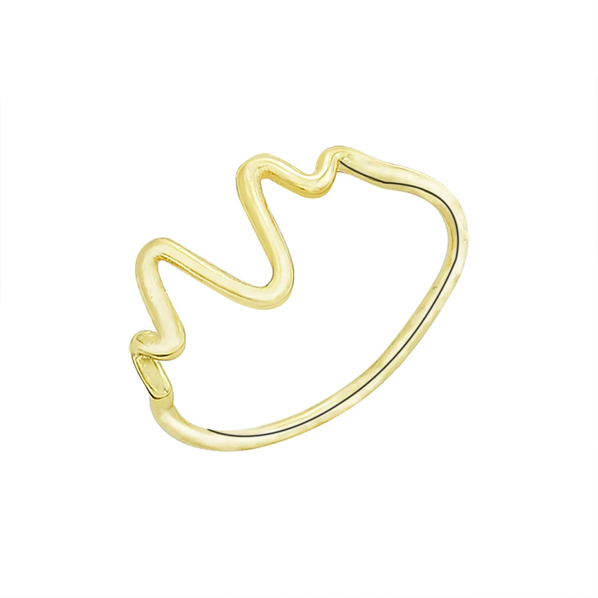 

2019 Fashion Curve Ring Heartbeat Jewelry For Women Men Irregular Anillo Boho Jewelry Copper Schmuck Wedding Bands BFF Gifts