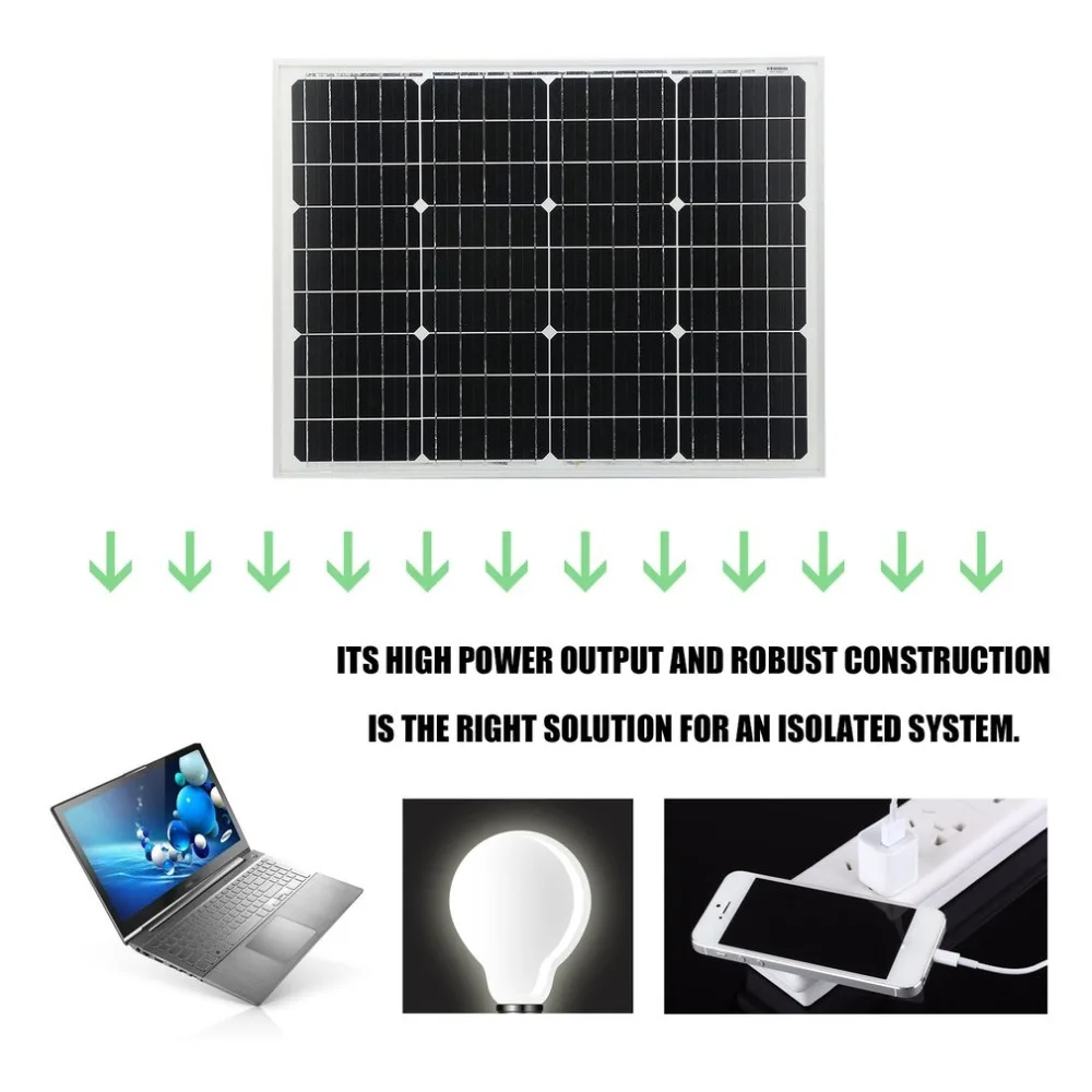

50W 12V Moncrystalline Solar Panel Module Sunpower Charger Outdoor Solar Charging Device For Off Grid RV Boat Car battery