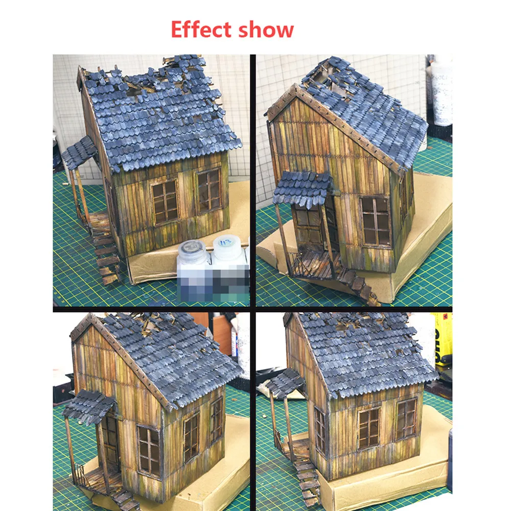 

Military Building Model Kit 1/35 Scale Destroyed European Wooden House No.1 DIY Scenario Suite Wooden House Set