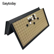 Easytoday Hoge Kwaliteit Go Game Set Vouwen Schaakbord Magnetische Go Spel Stukken Zwart-wit Schaakstukken Weiqi Games Gift