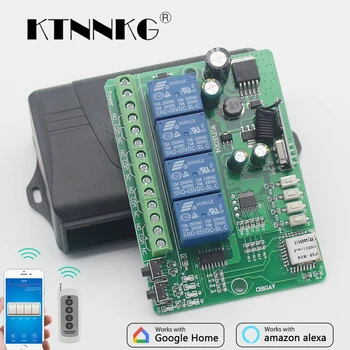 

AC DC 12V 24V 36V WiFi Switch 4CH Relay Module Smart Home Automation Wireless Receiver and Ev1527 433MHz RF Remote Controls