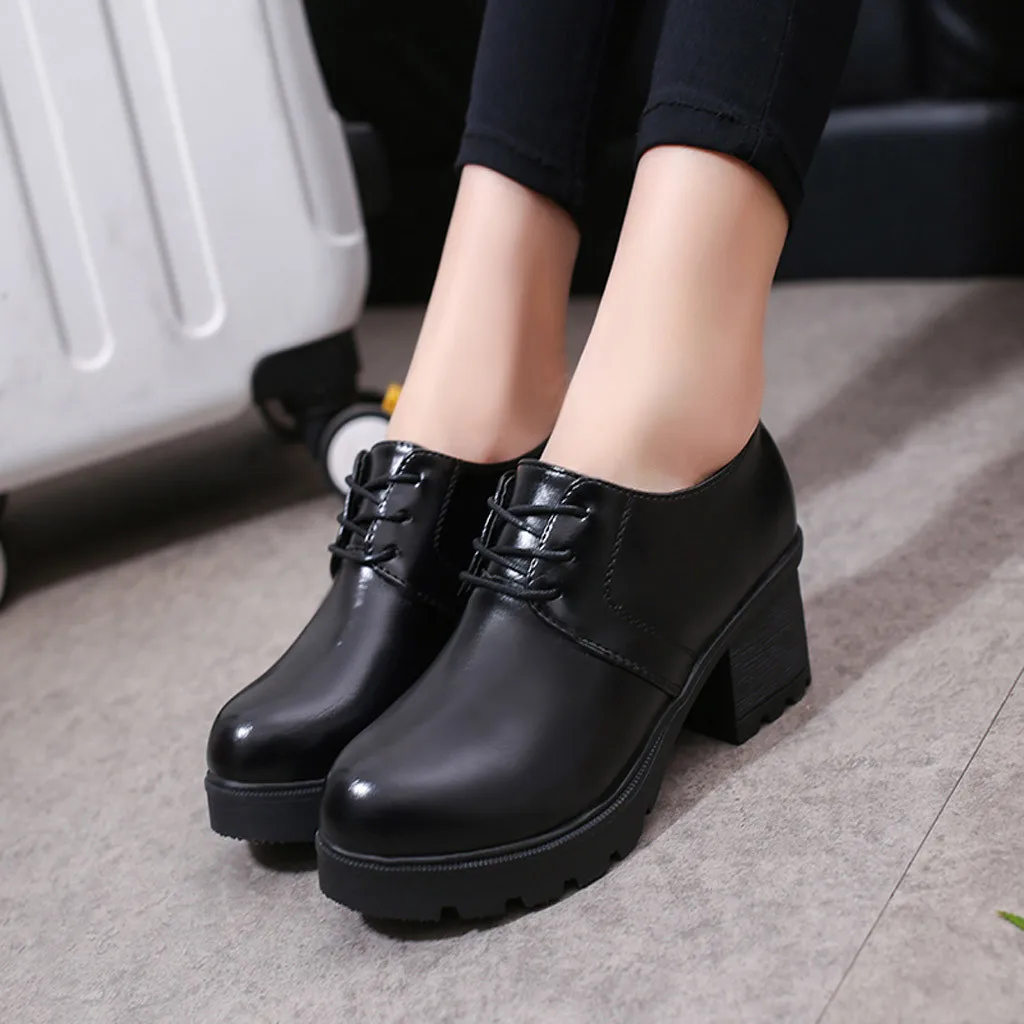 Fashion Women Boots Spring Autumn Motorcycle Ankle Platform Boots Ladies Boots Black PU Leather