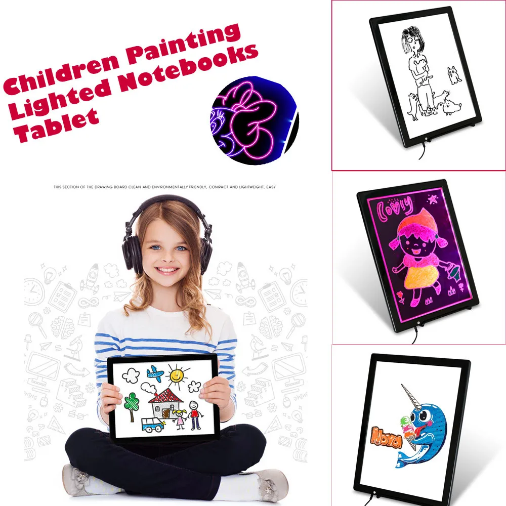 HIINST 2017 14 Inch Children Painting Lighted Notebooks font b Tablet b font ABS Writing Graphics