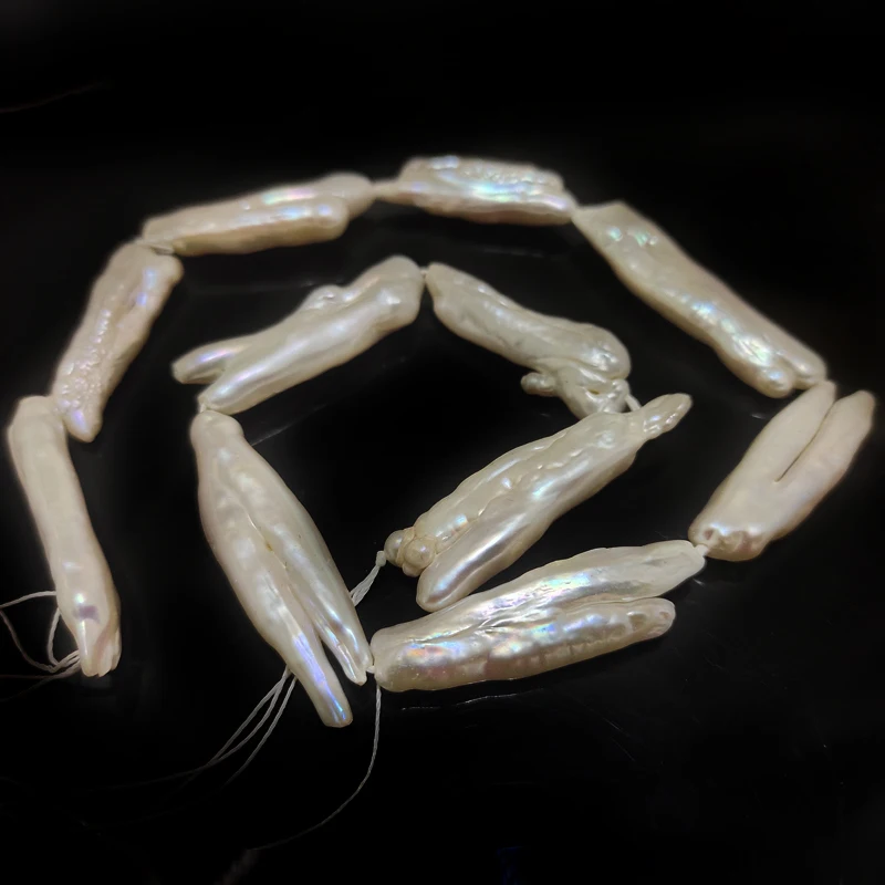 

16 inches 18-25mm White Natural Biwa Pearl Loose Strand