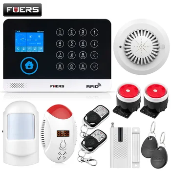 

FUERS WG11 433MHz Wireless GSM Home Alarm System LCD Touch Screen WiFi GSM Siren Security System RFID Motion PIR Smoke Sensor