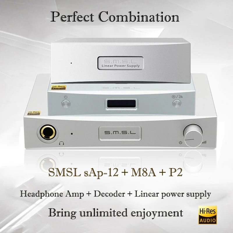 

SMSL sAp-12+M8A+P2 Combination Hifi Headphone Amp Decoder Power Amplifiers and Linear Power Supply Portable Dac Amplifier Audio