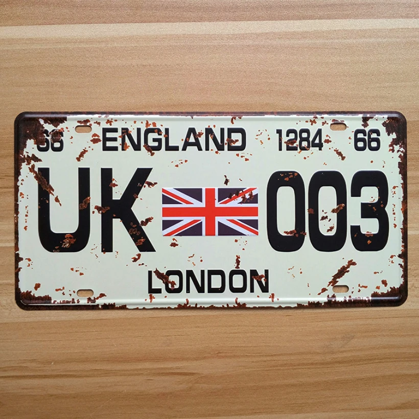 

RONE136 vintage license Car plates " UK-003 london England " vintage metal tin signs garage painting plaque picture 15x30cm