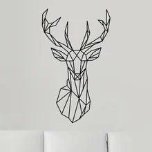 Removable Geometric Deer Head Wall Sticker Geometry Animal Series Decals 3D Vinyl Wall Art stickers Home Decor deer 3d wall sticker