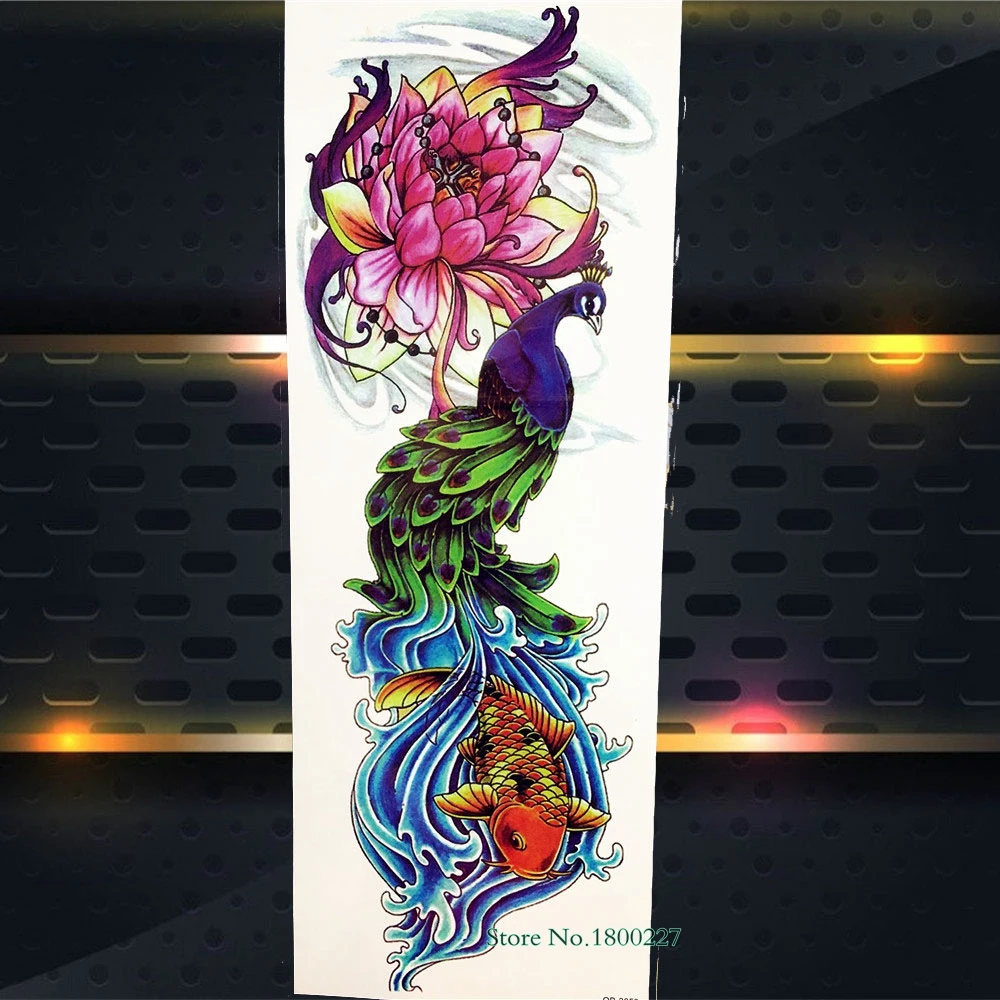 Полная рука боди-арт временная татуировка наклейка Племенной воин череп-Тотем для мужчин женщин поддельная машина рыба водостойкая Татуировка наклейка s - Цвет: PQB058