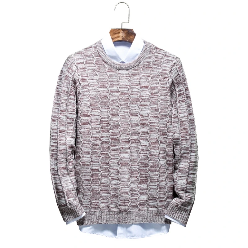 Men's Knitted Sweaters Casual Crew Neck Long Sleeve Loose Winter Warm Pullover Sweater Tops (1)