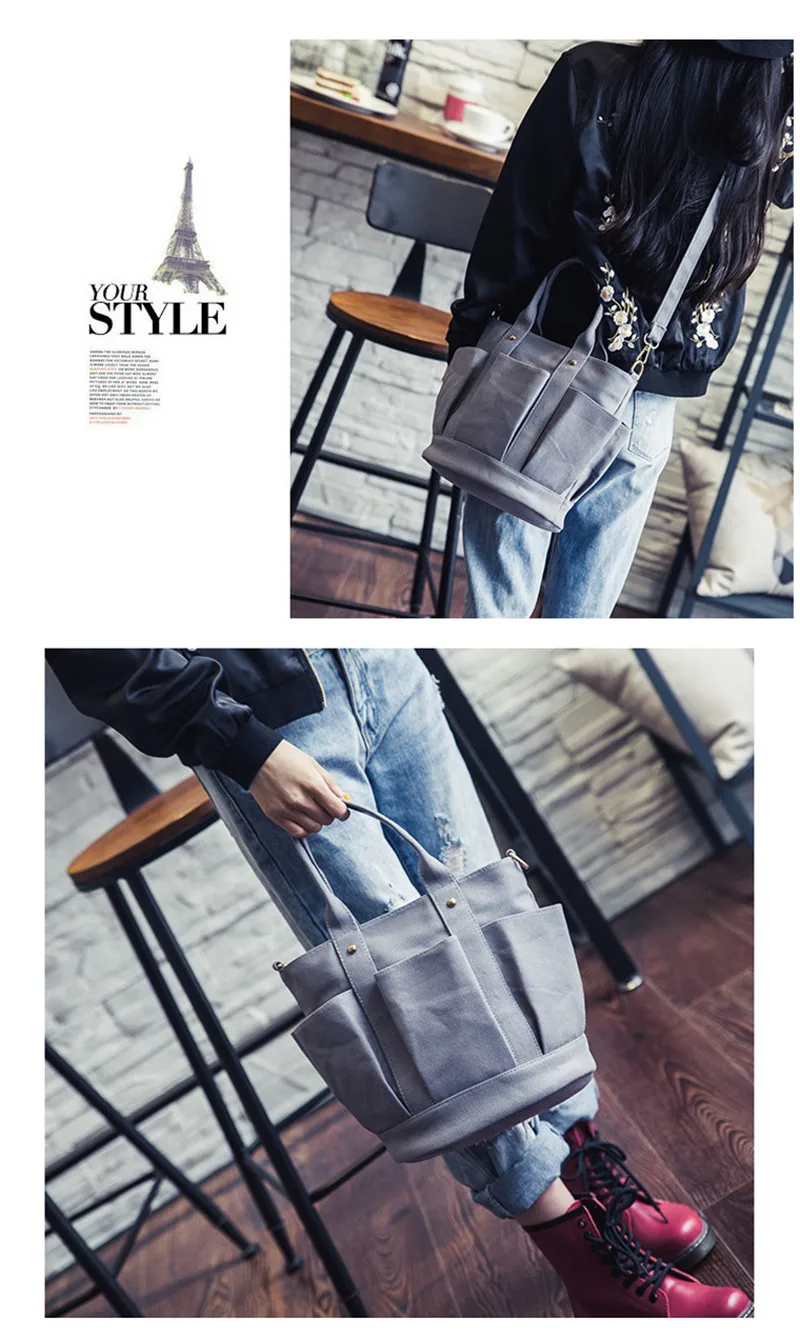 New Women Canvas Bag Drawstring Bucket Small Cross-body Bag Fashion Trend Brief Shoulder Bag For Lady Female Handbag Sac SS7381 (7)