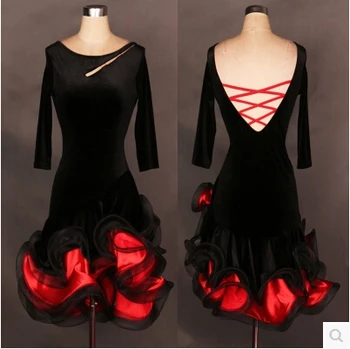 

2018 Lady/Girls Latin Dance Dress Adult/Child Customize Size Double/Single Sleeve Beyonce Ballroom Rumba Samba Cha Cha Costume