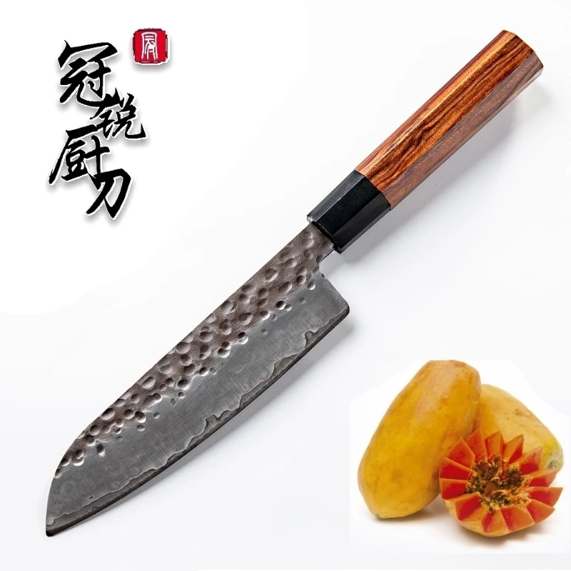 Santoku-Knife-7-inch-Handmade-Kitchen-Knives-Japanese-3-layers-AUS10-High-Carbon-Steel-Chef