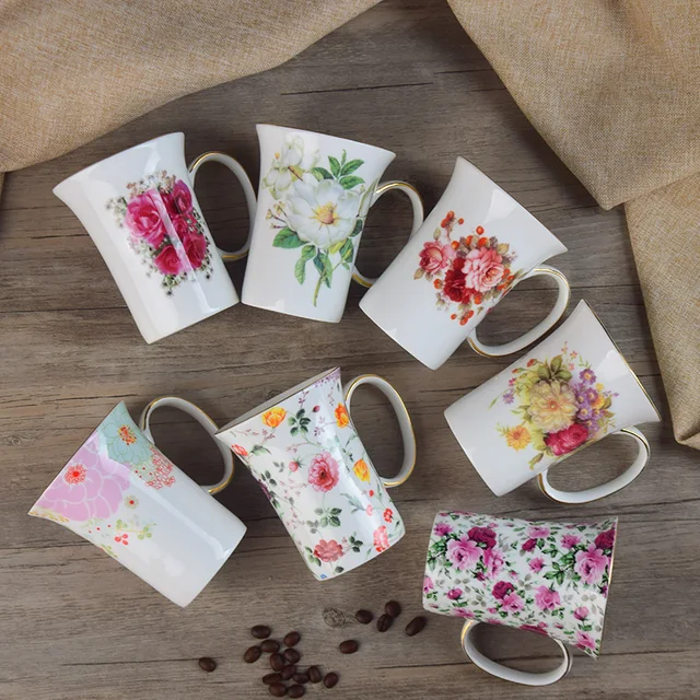 Best Offers 400ml bone china Natural Garden Ceramic cup set China Coffee Mug Porcelain tea cup Light and Transparent for drinkware Gifts Best Offers 400ml bone china Natural Garden Ceramic cup set China Coffee Mug Porcelain tea cup Light and Transparent for drinkware Gifts