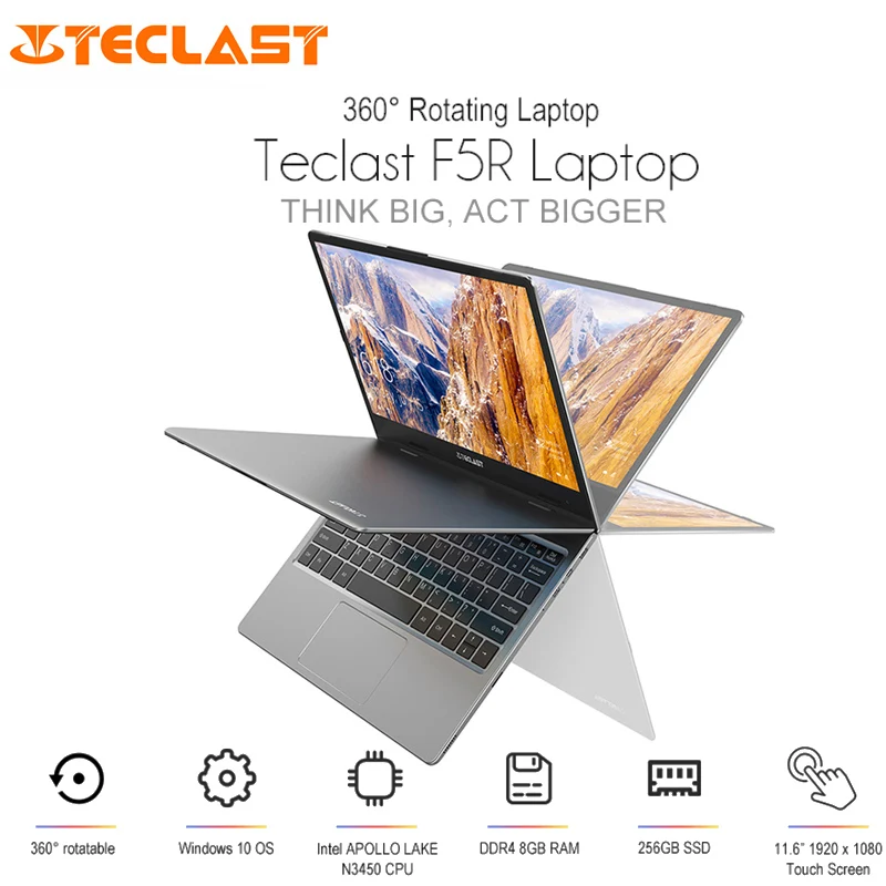 Ноутбук Teclast F5R 11,6 ''Windows 10 Intel APLLO LAKE N3450 четырехъядерный 8 ГБ+ 256 ГБ ноутбук с поворотом на 360 градусов с сенсорным экраном HDMI