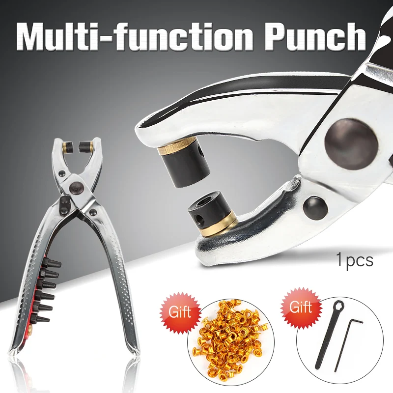 

1pcs Multi-function Punch Hole Punches Leather Hole Pliers Rivets Eyelet Metal Retainer Punching Machine Eyelets Grommets Tool