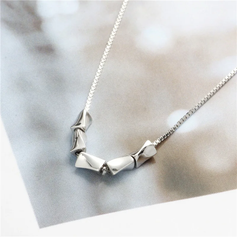 square blocks necklace woman 100% 925 Sterling silver nacklace Jewellery Clavicle chain pendant charms gift