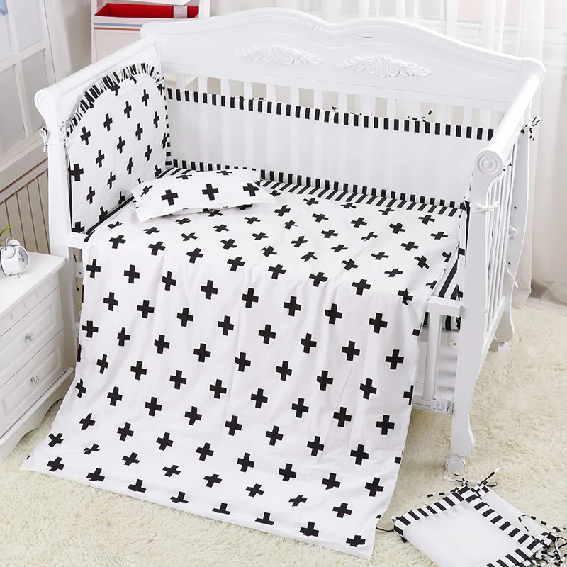 black white crib sheet