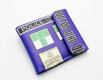 

Doctor Who POLICE BOX Pu Short Wallet Bifold Card Holder Layers Purse Cartoon Print Button Leather Boys Girls Men's Wallets