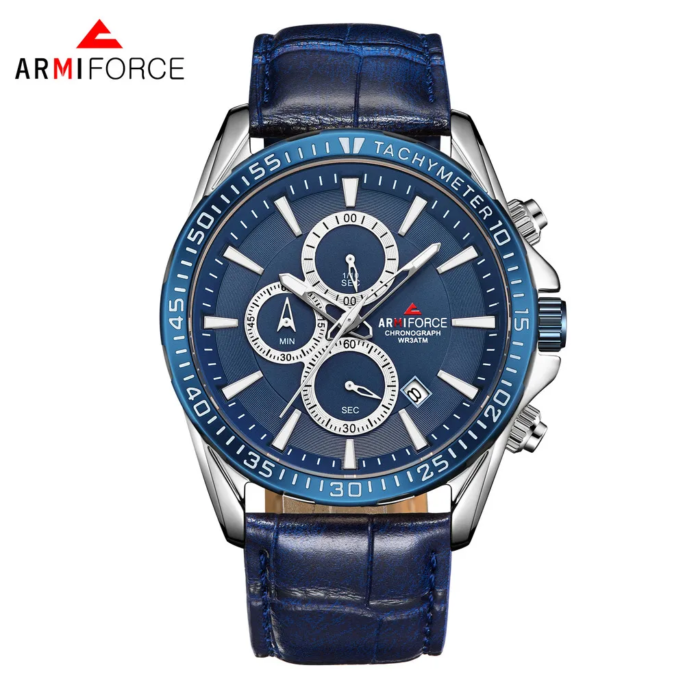 ARMIFORCE Модные мужские кварцевые наручные часы модные бизнес кожа Хронограф