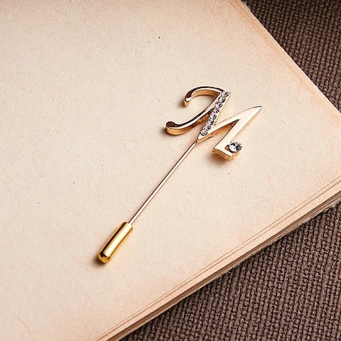 Rhinestone Word Pins Brooches For Women Butterfly Zircon Long Needle Brooch High Quality Clothing Jewelry Gift