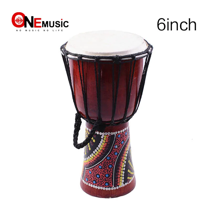 Djembe барабанщик перкуссия 6 дюймов Классическая живопись деревянный Африканский стиль ручной барабан для продажи мембраны с узором