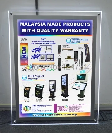 Loja de Publicidade Caixas de Luz Vitrines de Acrílico para Exposição Espelhos Led Maggic Único Lado da Iluminado da Loja 13 x 19 Tamanho 2 High Quality store led